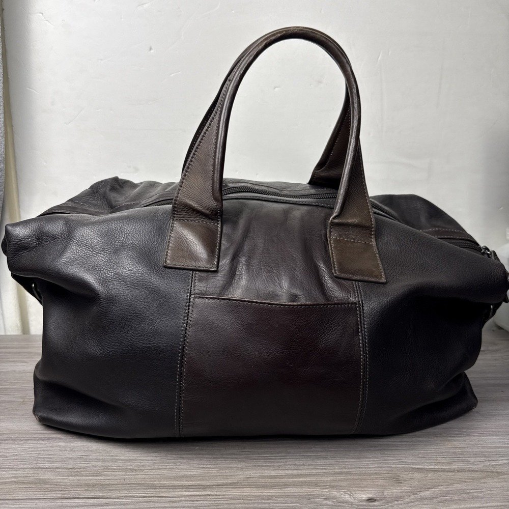 Rare Kenneth Cole New York Leather Duffle Travel Bag Brown Carryon